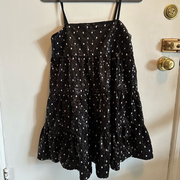 Zara Sequin Black and White Polka Dot Dress XS - Picture 2 of 4